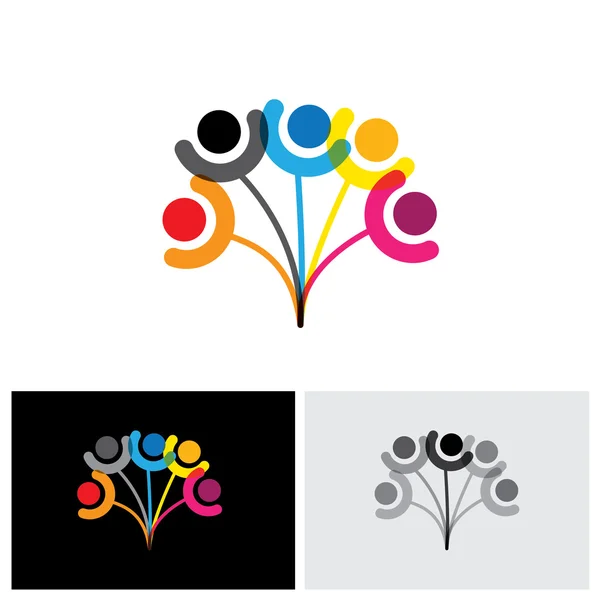 Kavram vektör logo simge bağ ve neye gösterilen aile ağacının — Stok Vektör
