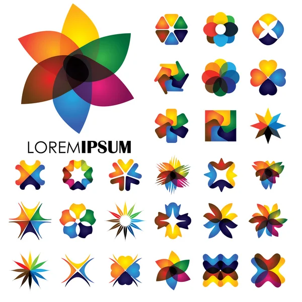 Icônes de logo vectoriel de conception d'éléments floraux ou floraux — Image vectorielle
