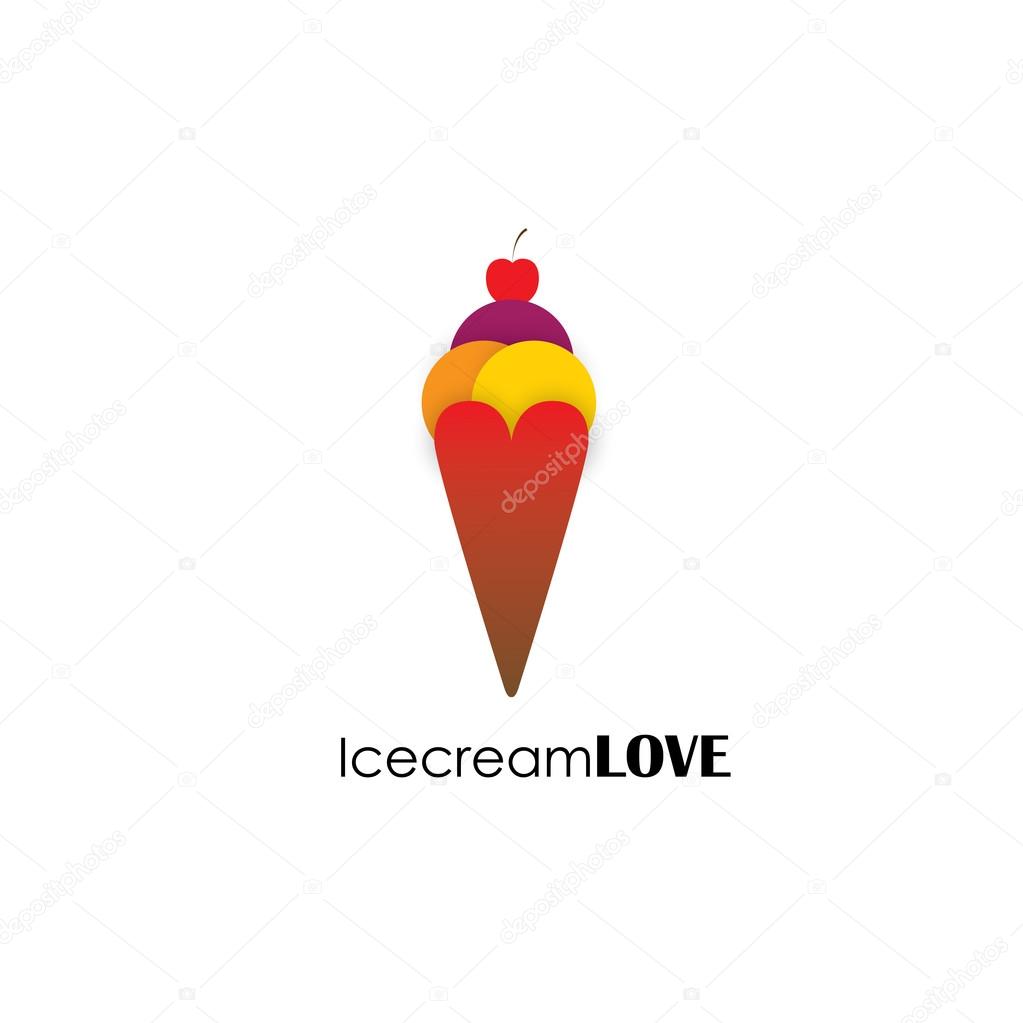 Simple colorful abstract icecream vector logo icon on white