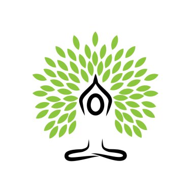 insanlar yaşam ağacı meditasyon, yoga ve dualar yapıyor - vektör günlük