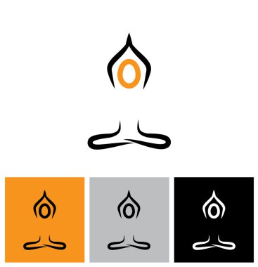 vektör logo simgesi kişi meditasyon ve yoga yapıyor