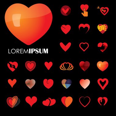 insan kalp ve sevgi vektör logo simgeler (işaretler) veya sembolleri.