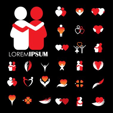 sevgi ve kalp samimiyet ve empati logo simgeler vektör. aşk simgesi