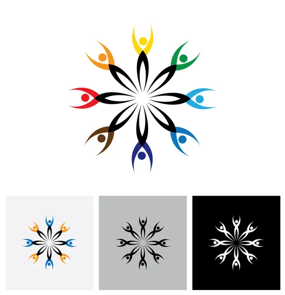 Vector abstracto colorido icono del logotipo de las personas conectadas entre sí — Vector de stock