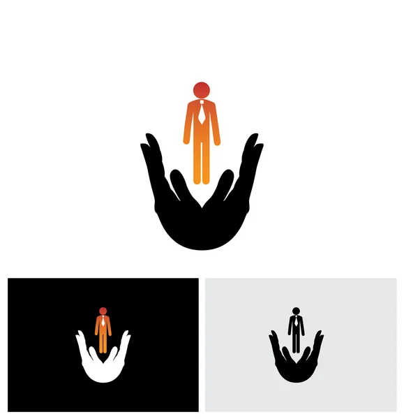 Şirket çalışanlarını koruma vektör logo simgesi — Stok Vektör