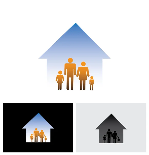 Vetor ícone conceito de seguro de casa e família — Vetor de Stock