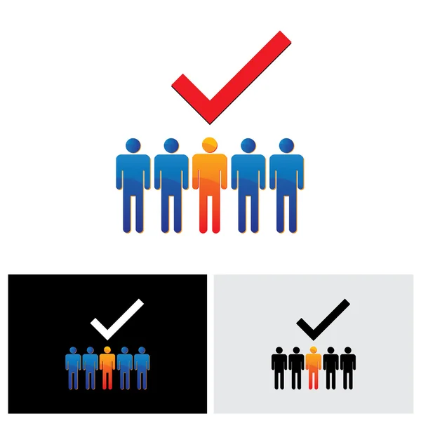 Gráfico vectorial - seleccionar o contratar empleado derecho, trabajador, puede — Archivo Imágenes Vectoriales