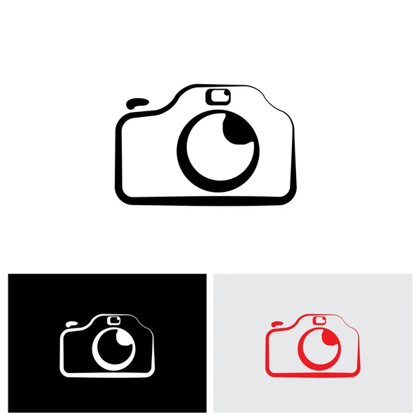 Vector logo icon of digital modern camera with flash icon symbol — Stock Vector