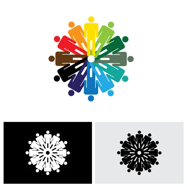 Ikona logo kolorowe Abstrakcja vector ludzi, trzymając ręce toget — Wektor stockowy