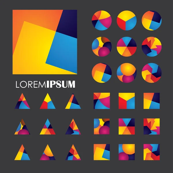 Abstrato colorido formas incomuns ícones logotipo vetor de design ele — Vetor de Stock