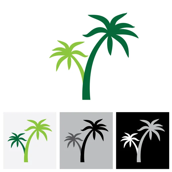 Iconos de la palmera de coco o símbolos de viaje - vector gráfico — Vector de stock