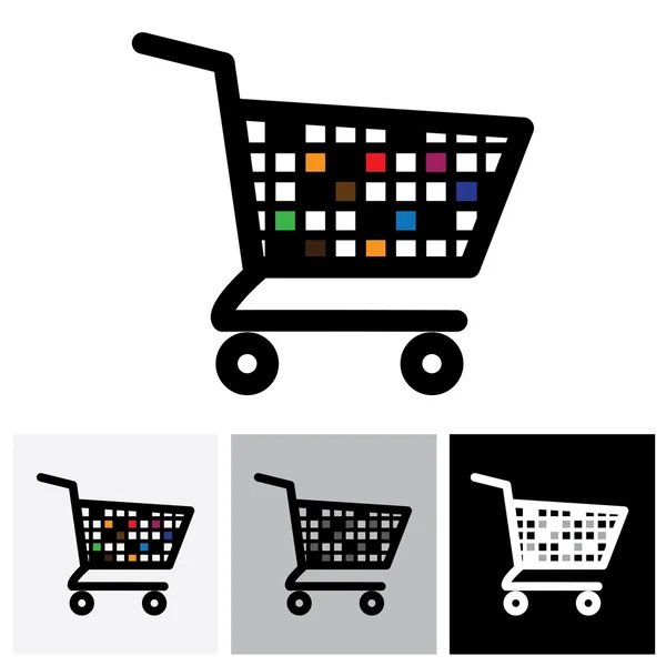 Abstraktní barevný nákupní košík ikona nebo symbol-vektorový obrázek. — Stockový vektor
