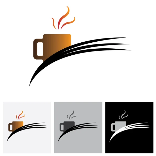 Café fraîchement infusé dans un café ou une cafétéria - graphique à logo vectoriel — Image vectorielle