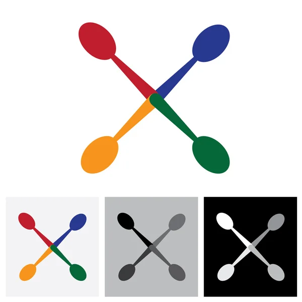 Astratto disposizione colorata di cucchiai icona logo vettoriale — Vettoriale Stock