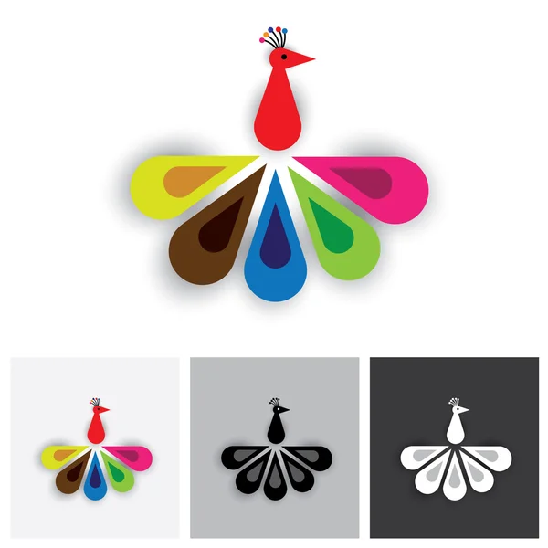 Pájaro del paraíso o plumas coloridas de pavo real - vector logo i — Archivo Imágenes Vectoriales