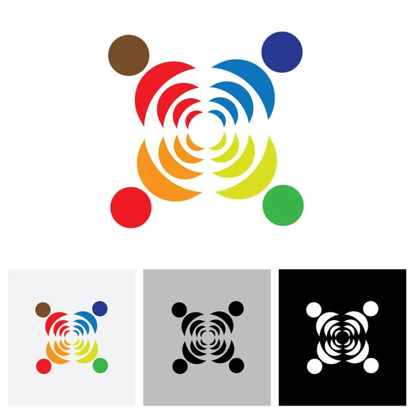 Abstract kleurrijk mensen vector logo pictogram met nauwe relatie — Stockvector