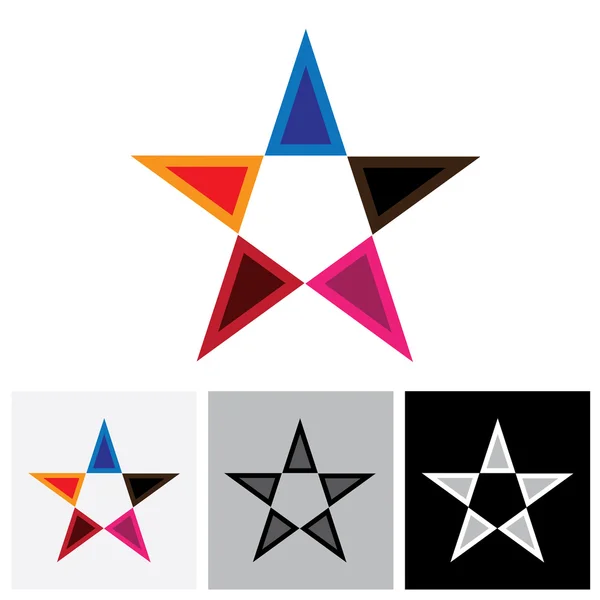 Färgglad stjärna vektor logotyp ikon eller skylt med reflektion — Stock vektor