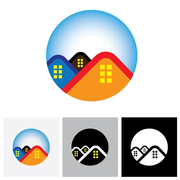 Casa (casa) & símbolo de residência para imóveis - logotipo do vetor — Vetor de Stock