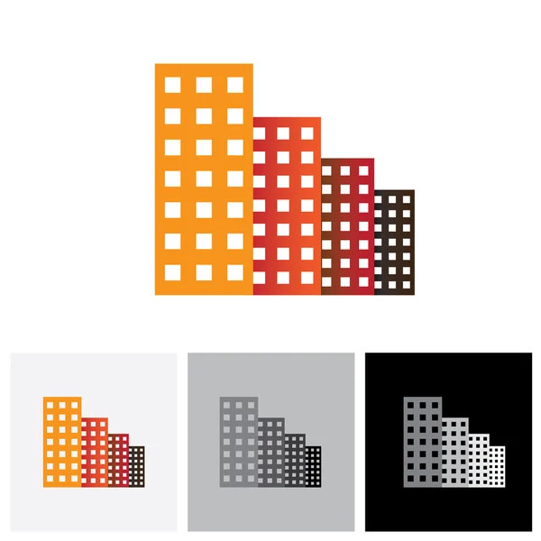 Bâtiments commerciaux colorés, bureaux, appartements logo vectoriel i — Image vectorielle