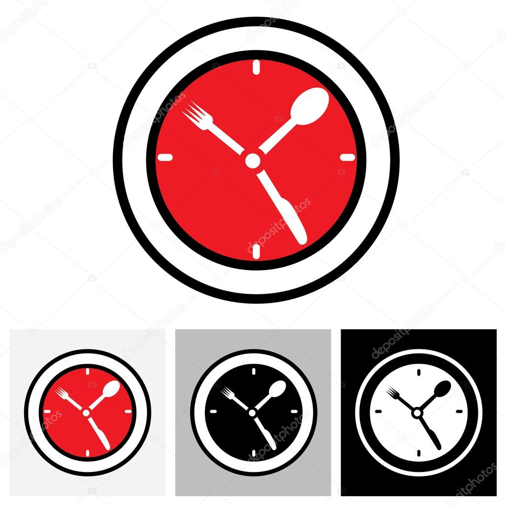 Lunch hour, food time, dinner time - concept vector illustration. The graphic icon represents concept time for food, meal, lunch, etc