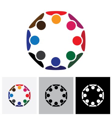 İşçi toplantısı kavramı, çalışan etkileşimi - vektör logosu i