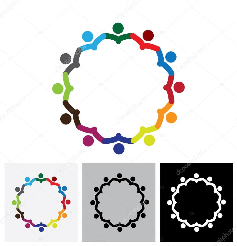 Office employees or company staff meeting - vector logo icon. This also represents support group meeting, students learning, community unity, management strategy & planning