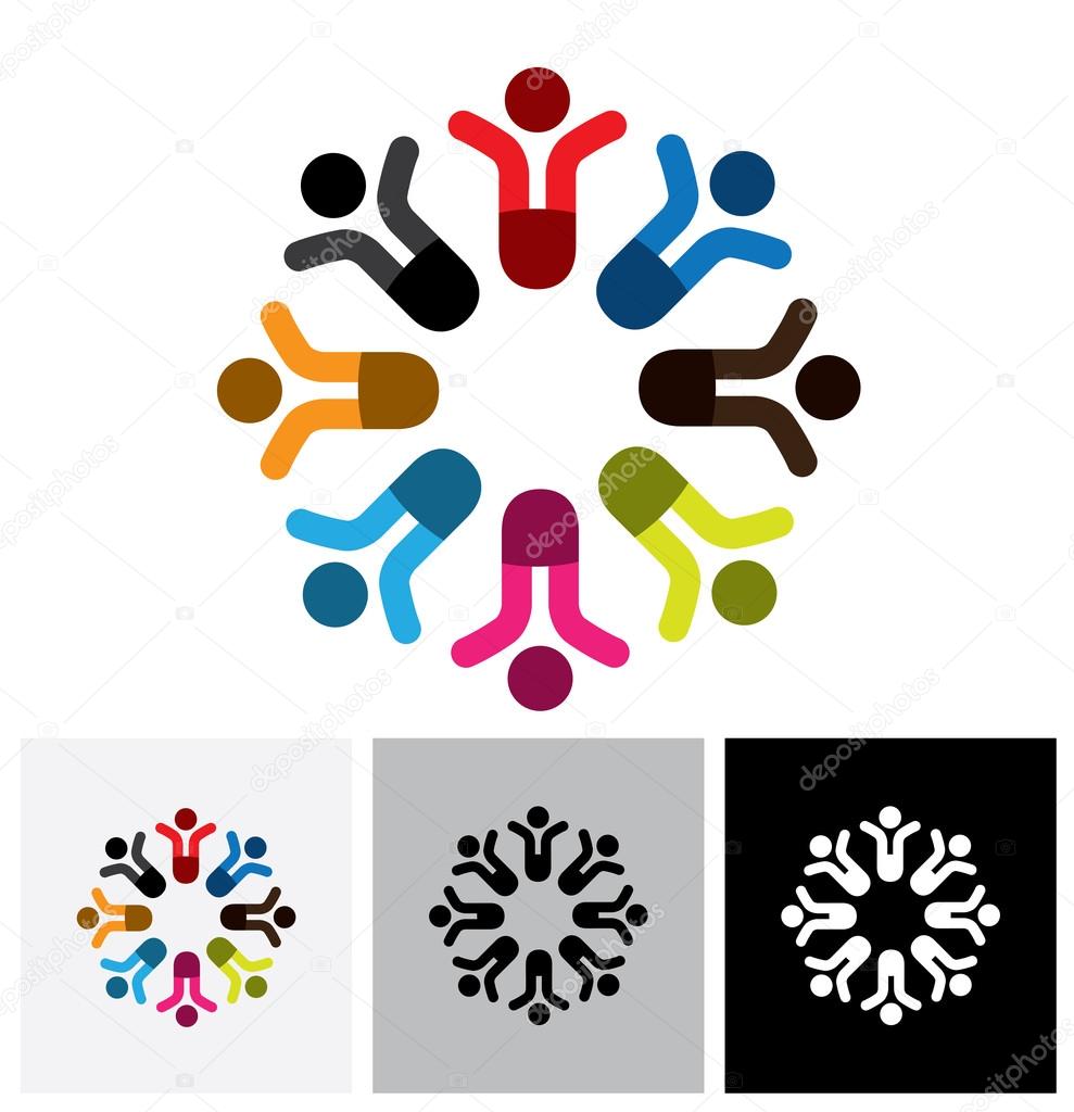 Concept vector graphic - social media communication & people vector logo icon. This also represents people meeting, teamwork, network, employee unity & diversity, worker groups, etc