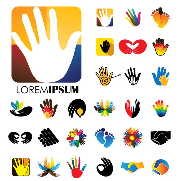 Wektor logo projekty ikona dłoni i stóp — Wektor stockowy