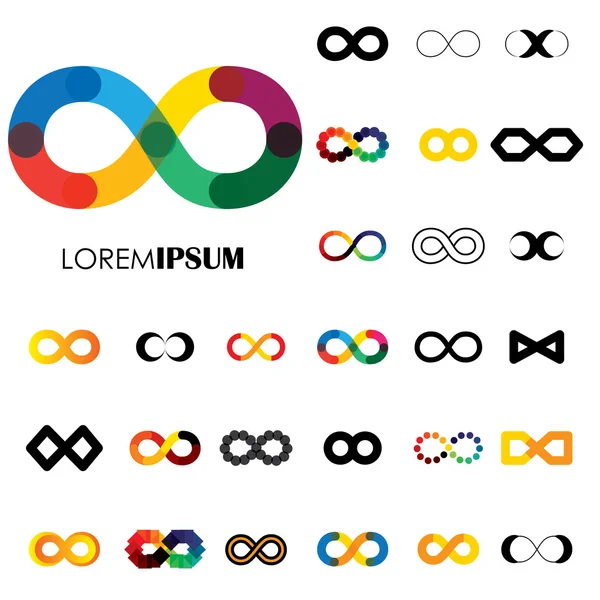 Collection of infinity symbols - vector logo icons — Stock Vector