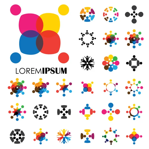Logo vectoriel icônes dessins de personnes, enfants, amitié — Image vectorielle