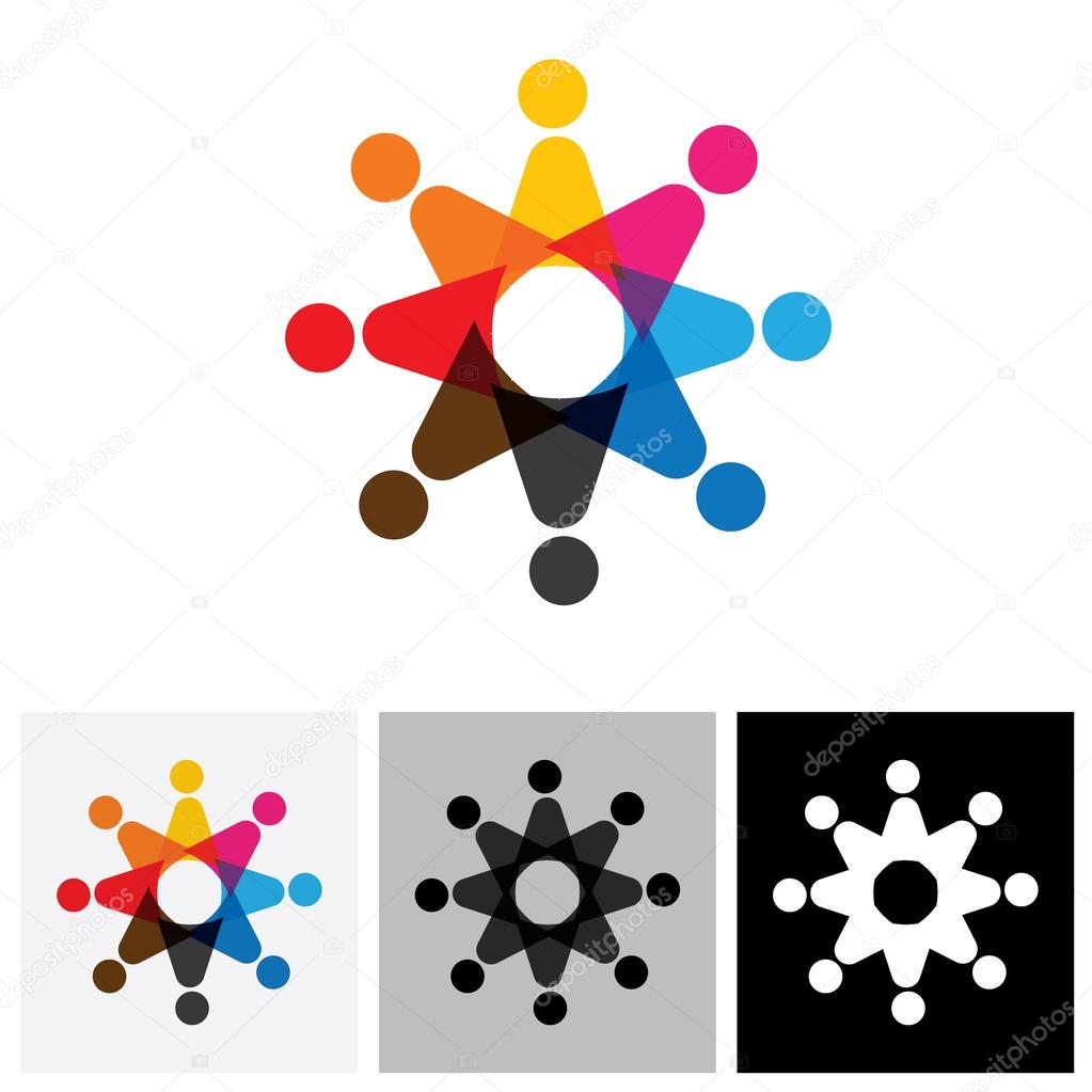 Team & teamwork, excited employees, motivated people - vector icon. this icon also represents friendship, partnership cooperation, unity, excitement, happiness, euphoric, happy, joyful, jubilant