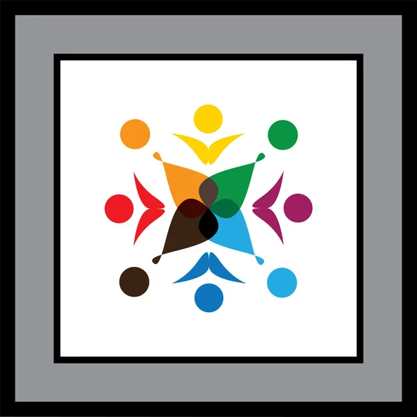 Groupe de huit personnes en cercle logo icône vectoriel graphique . — Image vectorielle