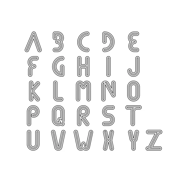 Línea delgada y alfabetos o letras en inglés estrechos — Archivo Imágenes Vectoriales