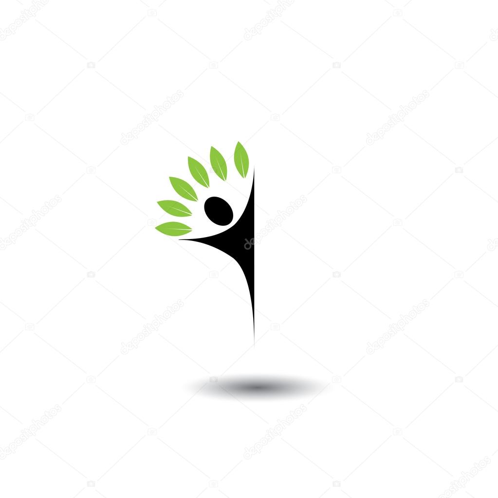 People tree - eco lifestyle concept vector logo icon. This also represents harmony, nature conservation, sustainable development, natural balance, development, healthy growth