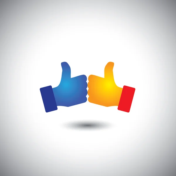 Two people thumbs up or like - win win concept vector — Stock Vector