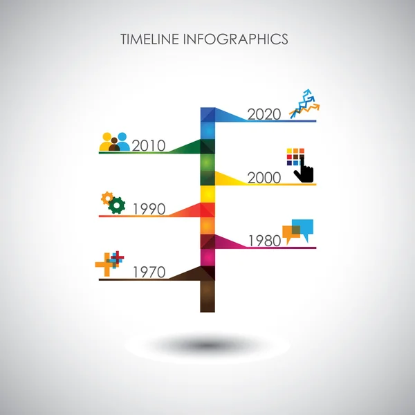 Infografica a timeline colorata - vettore concettuale — Vettoriale Stock