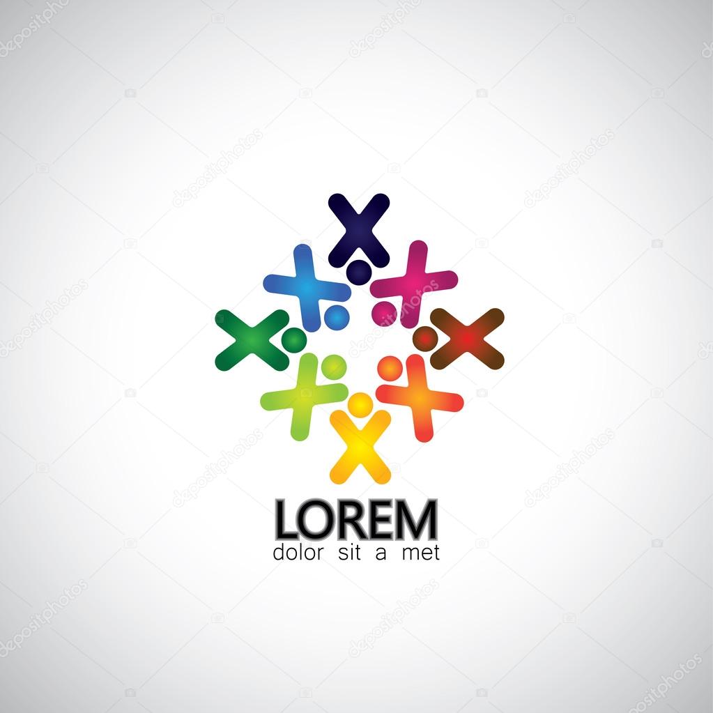 Team & teamwork of people - unity vector concept. This graphic also represents harmony, balance, kids & children, community, company meeting, brainstorming, solidarity, togetherness, companionship