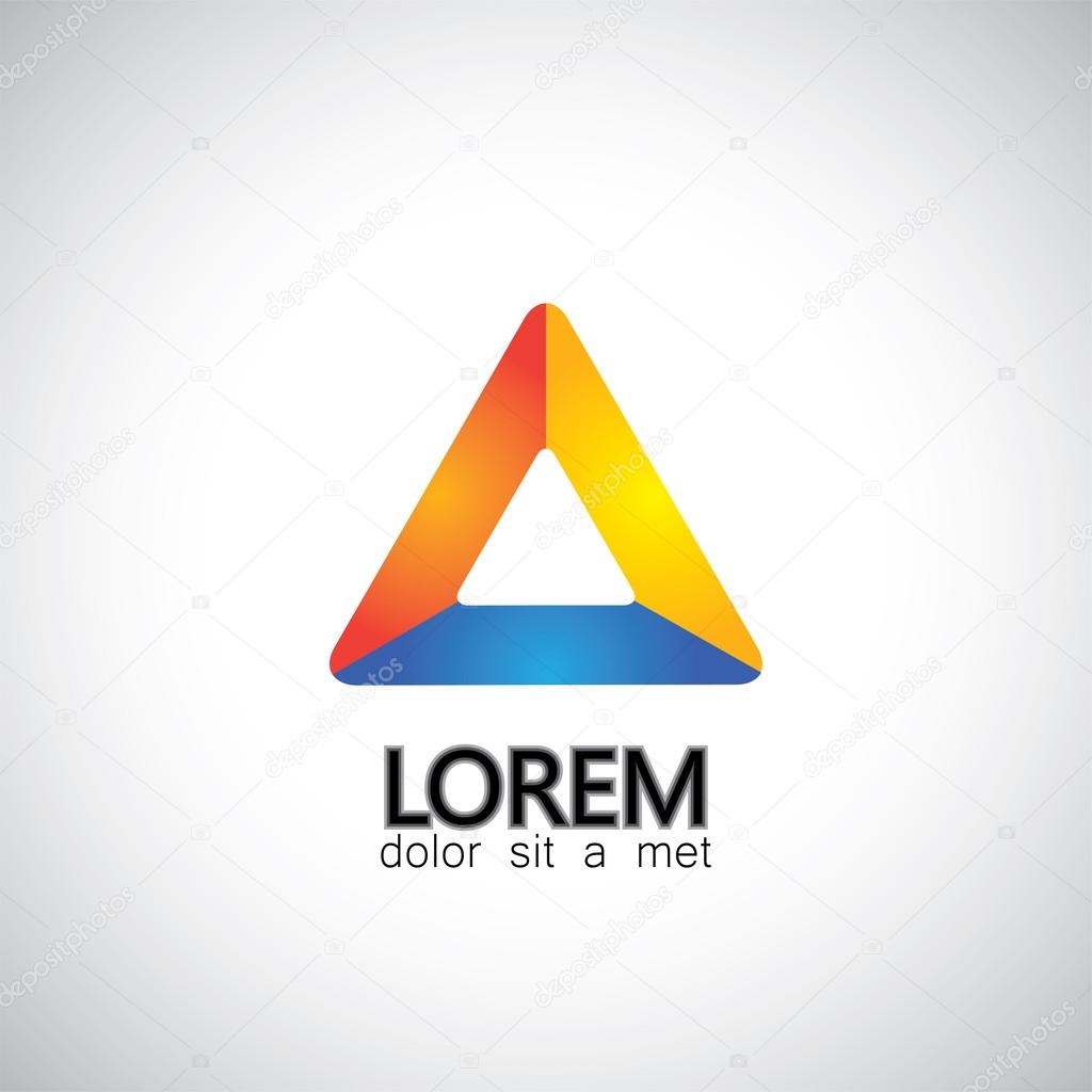 Tri-colored business abstract triangle icon - vector graphic.