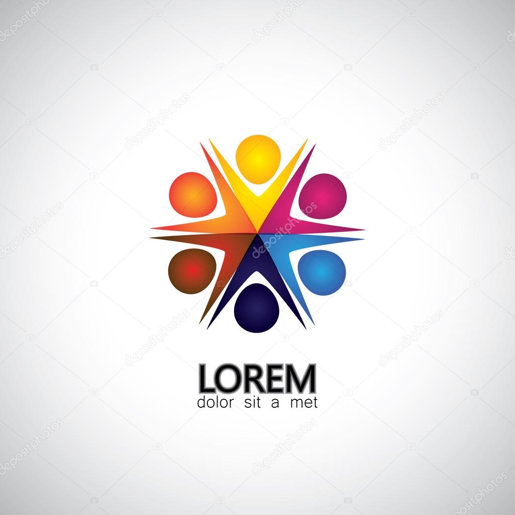 Excited, motivated group of people, children or employees - vector graphic. This illustration also represents students community, workers union, kids playing, happy people, friendship, meetings