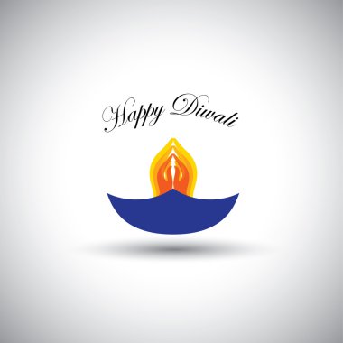 Diwali veya deepawali lamba ateş-vektör grafiği namaste ile ben