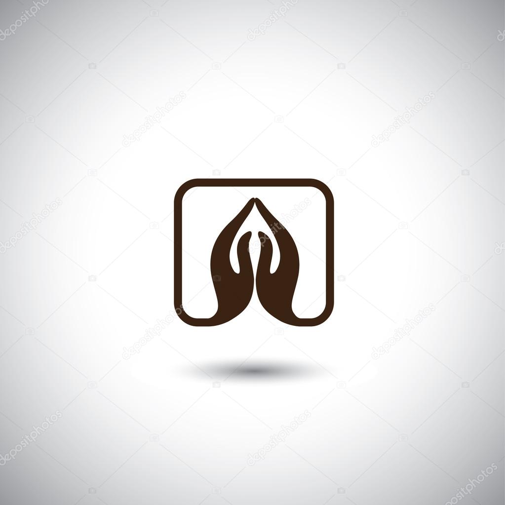 indian womans hand greeting posture of namaste - vector graphic