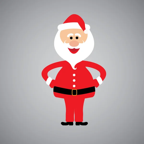Felice e divertente Babbo Natale in piedi con le mani sui fianchi - vettore — Vettoriale Stock