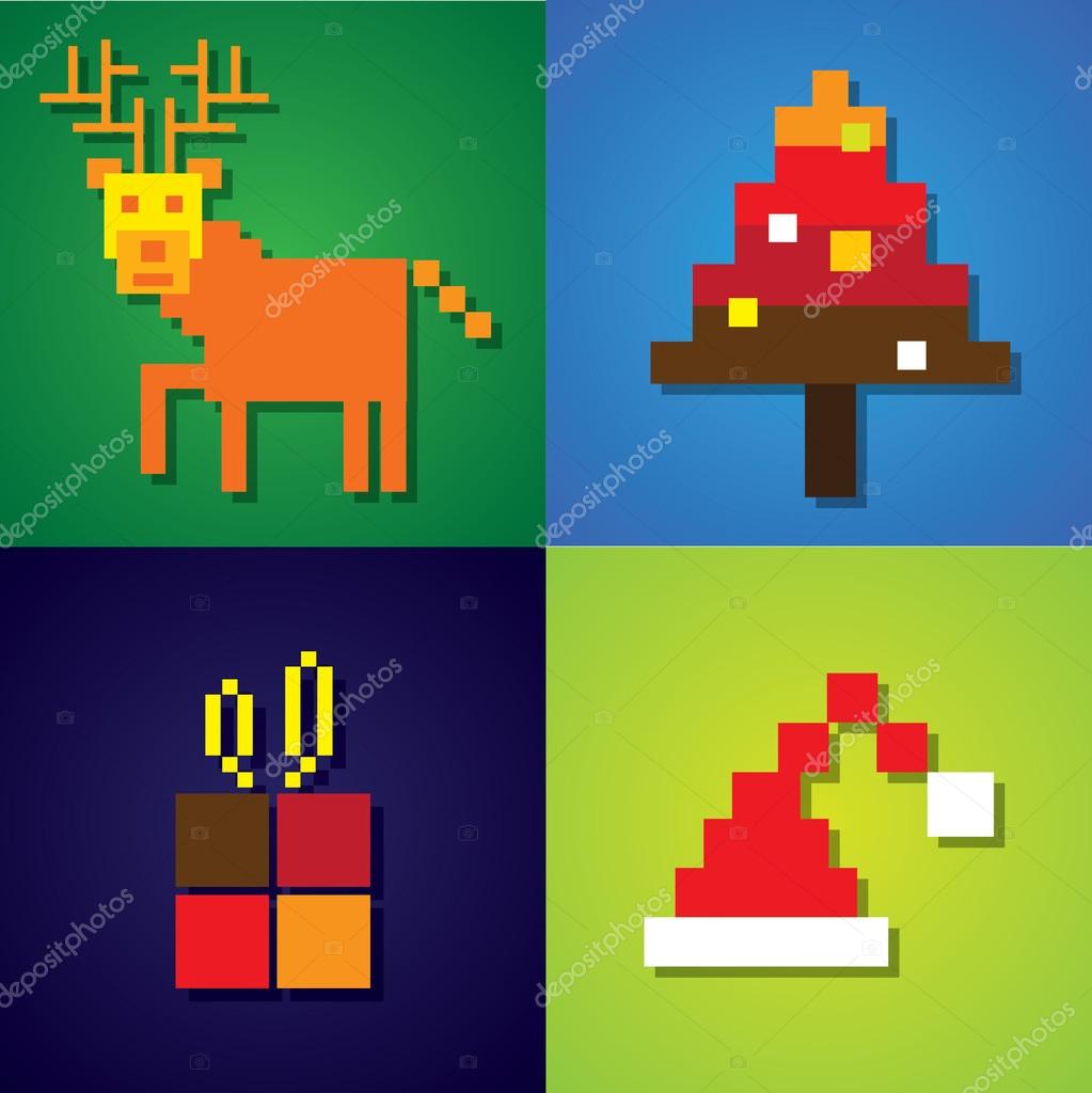 ícone De Ilustração Da árvore De Natal Simples De 8 Bits Pixel Art