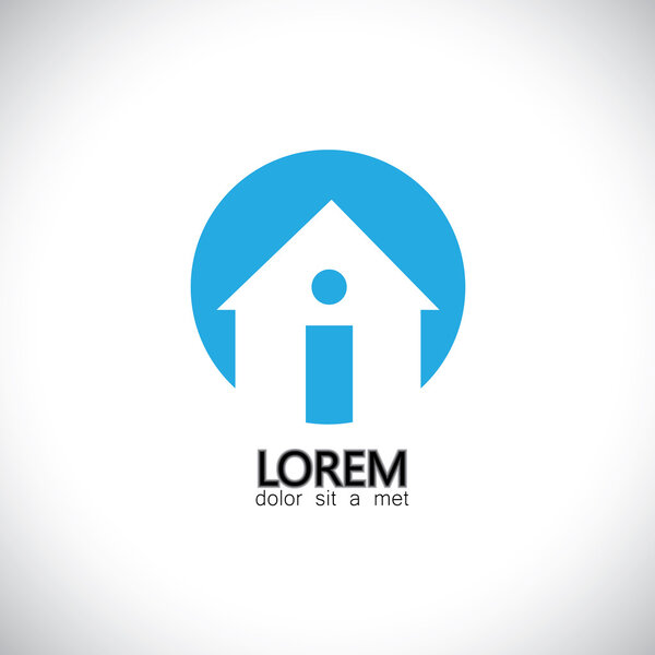 simple house or home in circle - concept vector graphic.
