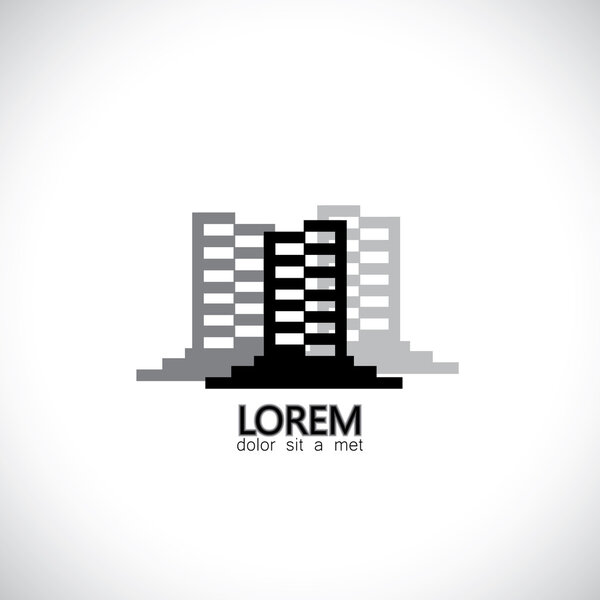 commercial complex vector icon of tall buildings with many floor