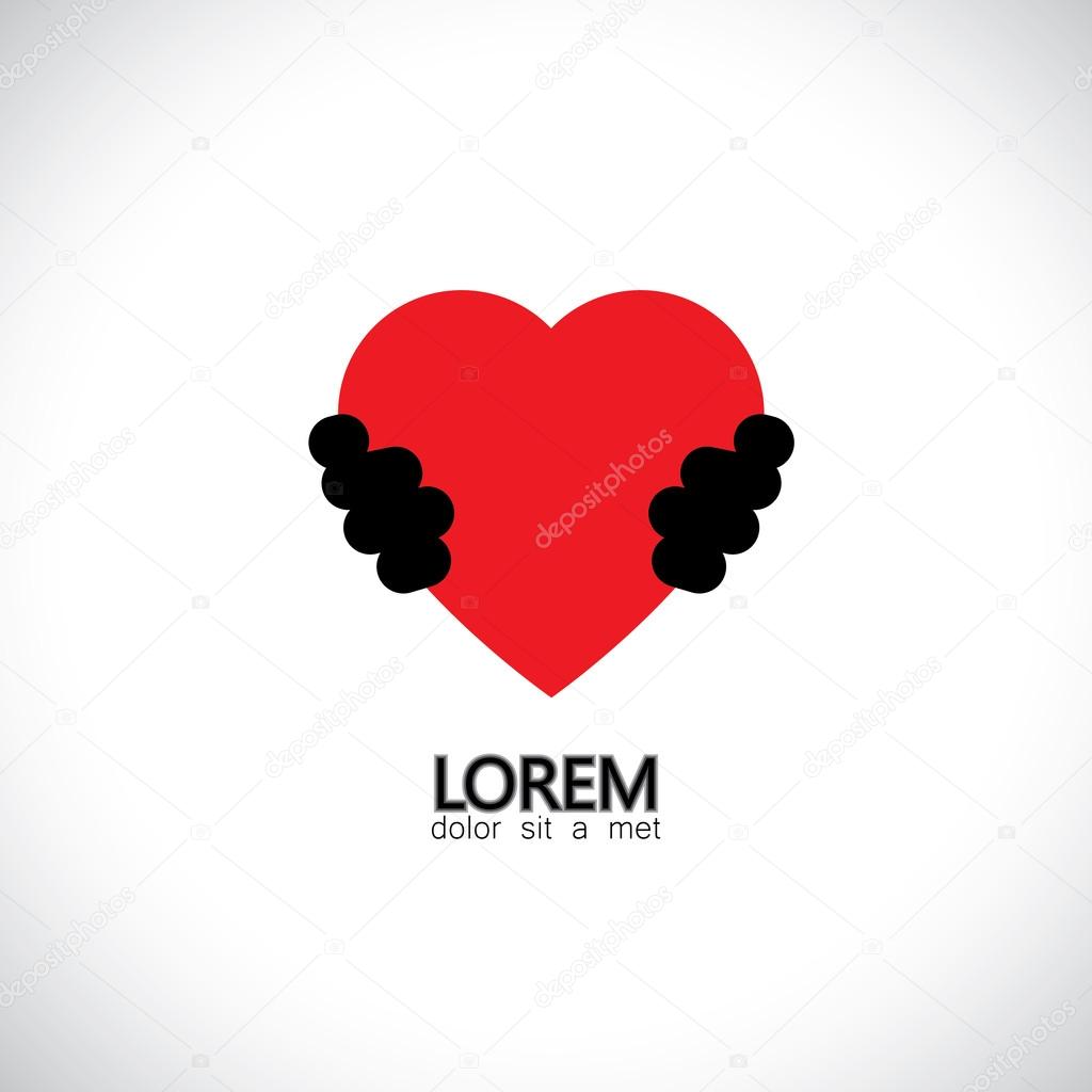 Abstract heart health protection concept vector icon. This graphic also represents prevention of heart and cardiac diseases, emotional support, moral support