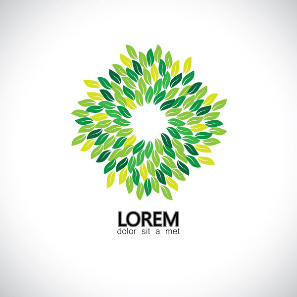 stylized green leaves icons arranged in circle - eco concept vec