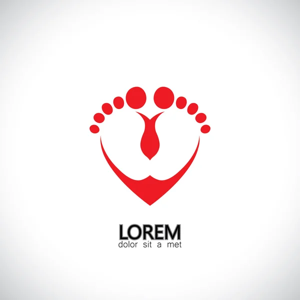 Child or baby feet in love symbol - concept vector graphic — Stock Vector