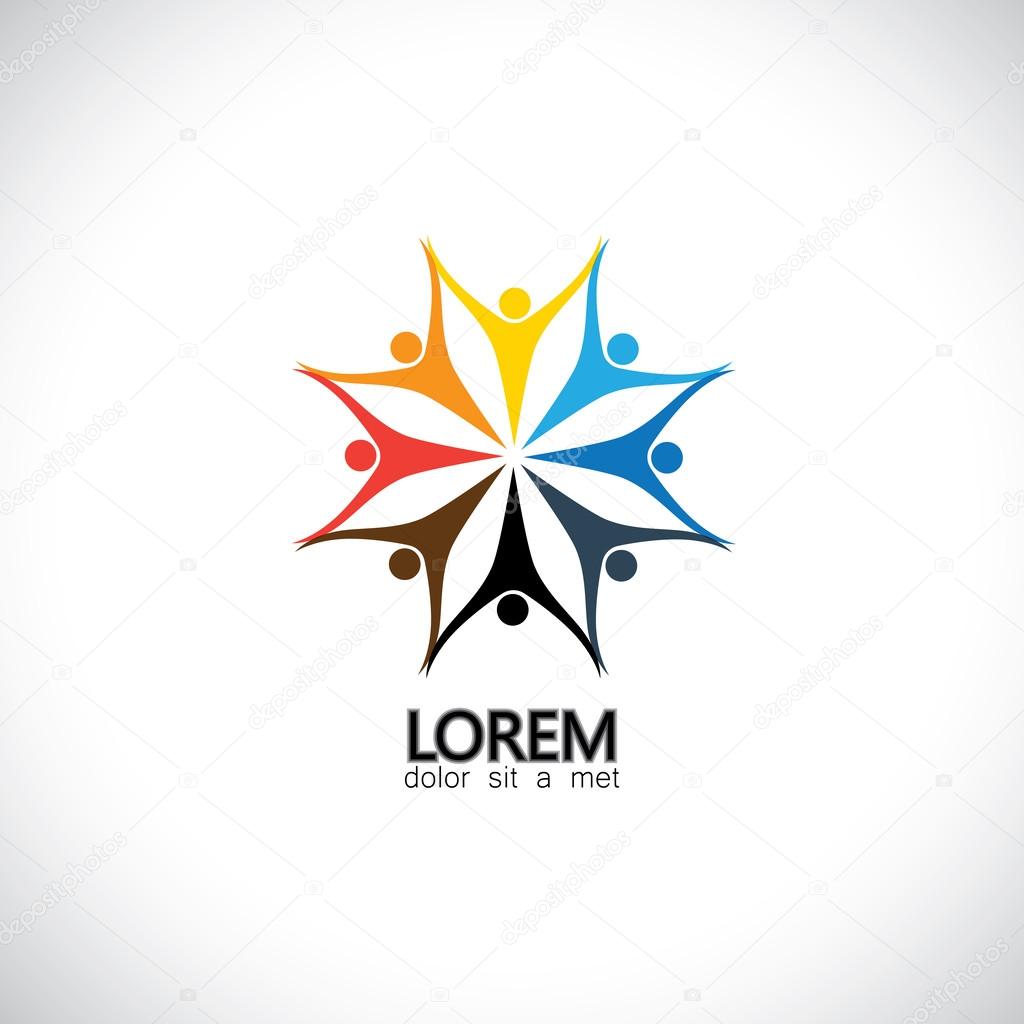 People having fun, celebrating together, happy & excited - vector icon. This concept graphic also represents team & teamwork, unity in community, merriment, party mood, festivity time