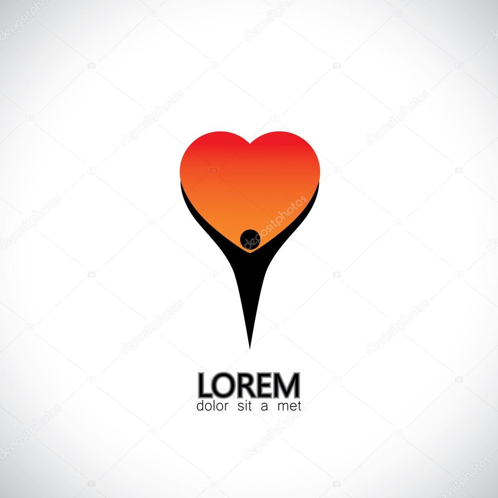 Icon for personality, self love, compassion, empathy - concept vector. This graphic also represents individuality, character, love & positive emotions & feelings, human soul & spirit, positivity